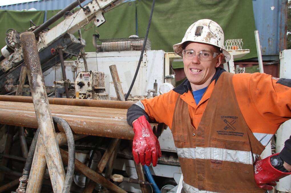 Micro-gold rush: Mandalay Resources miner Sam Cutting at an exploration rig in Costerfield. Picture: GLENN DANIELS