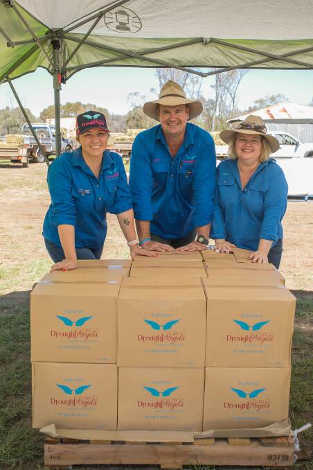 Drought Angels members Angela Holland, Steele Johnston and founder and 2021 Queensland Local Hero Natasha Johnston. 
