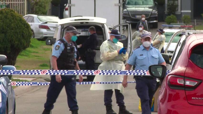 Police cordon off Thursday Place at Green Valley on Monday after a woman died in her home. Picture: ABC 