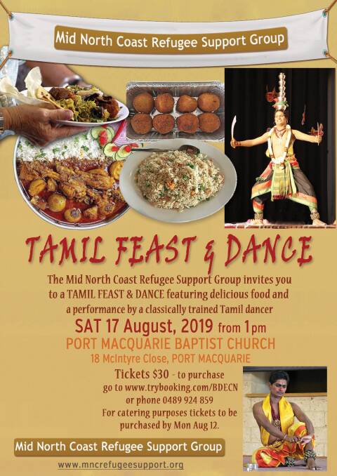 COMMUNITY BUILDING: A flier for the next 'Tamil Feast and Dance' event. 