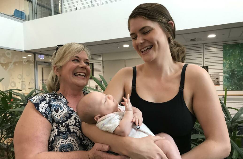 Family affair: Marian Rickwood with Tiana and Ally Barosan at Port Macquarie Base Hospital.