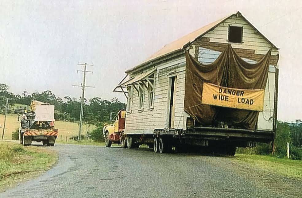 HISTORICAL: Wauchope Railway Station being transported to Upper Rollands Plains. Photo: Judith London