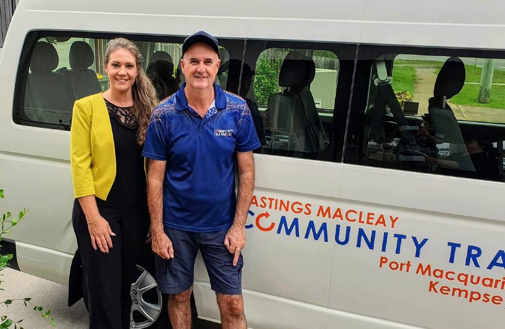 Hastings Macleay Community Transport CEO Carlie McWilliams and senior driver Greg Skimmings 