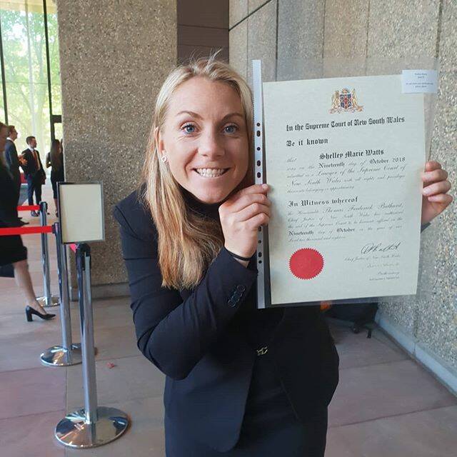 It's official: Shelley after signing the supreme court role and become a lawyer in NSW. Photo: Instagram