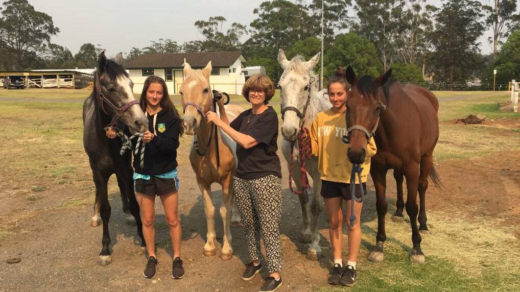 Appreciative: Nicola, Maxine and Hannah Abi-Saab were grateful to be able to take their six horses and three alpacas to Wauchope Showground. Photo: Letitia Fitzpatrick