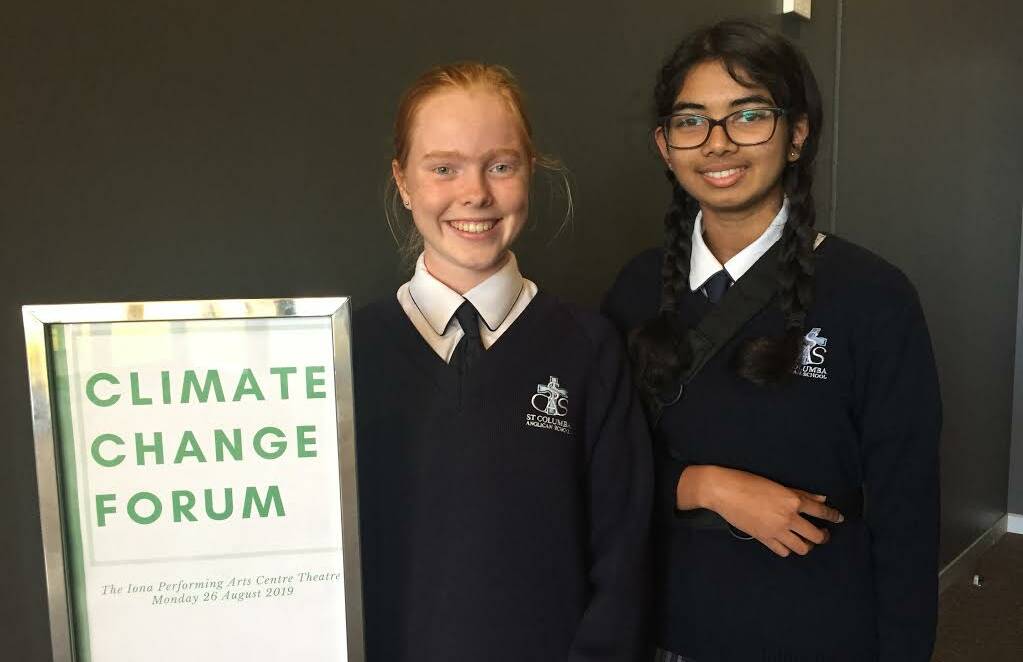 Determined: Students Zali Everden and Jinuki Senanayake are determined to be part of the solution to the "climate emergency". 