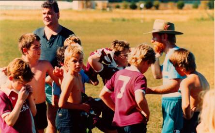 Ken Little coaching the Hotspurs, a Port RSL junior soccer team in the early 1980s. Photo: supplied