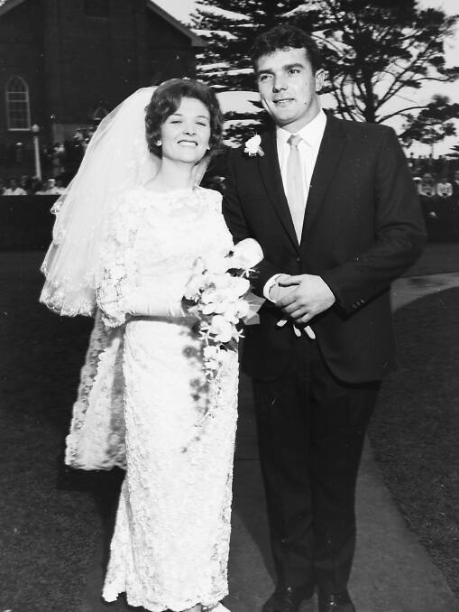 Bride and groom: Sonya and Eric Hackett, on their wedding day, June 10, 1967, after a ceremony at St Agnes' Catholic Church Port Macquarie.