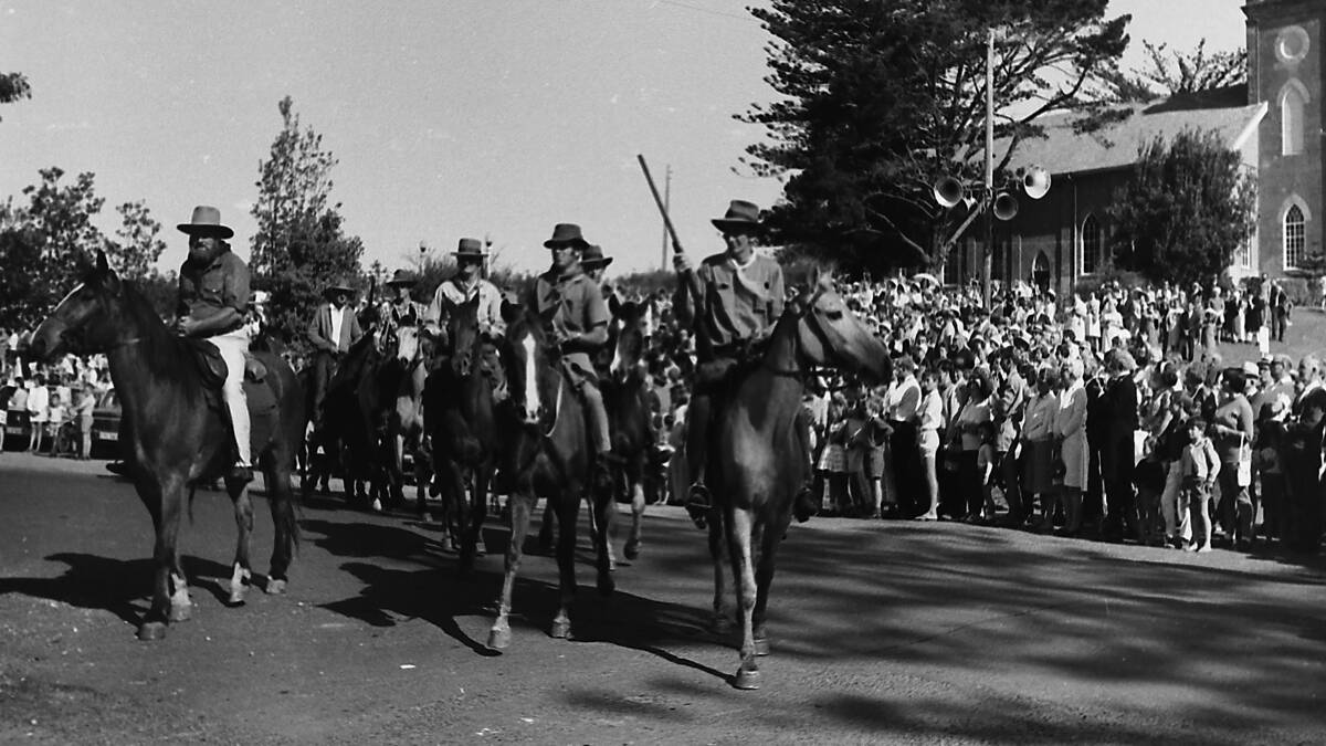 Hard ride: John Oxley Troop arrival re-enactment, at Port Macquarie's sesquicentenary celebrations, 1968. Photos supplied by Port Macquarie Museum.