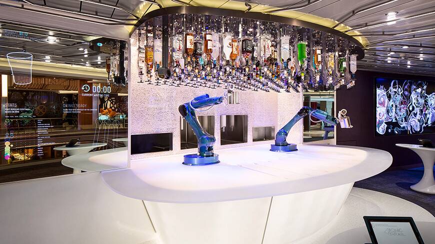 Would you like ice with that? What the Symphony of the Seas Robot Bar will look like. Fast service minus the conversation. Photo: Royal Caribbean Line