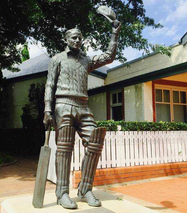 Hail to ‘The Don’: The bronze statue of Sir Donald Bradman at the entrance to the house where he spent his childhood in Bowral.