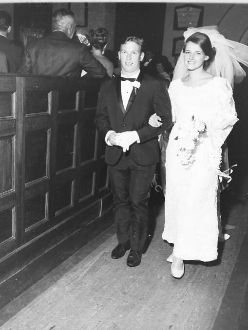 Lovely couple: Mr and Mrs Dennis Richardson (Penny Keena) leave St Thomas’ Church after their marriage, 1967.