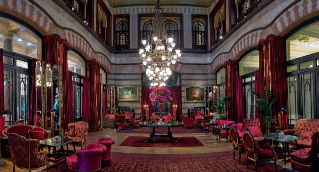 Luxurious: The opulent interior of Istanbul's Pera Palace Hotel, where many famous celebrities have stayed, including mystery writer Agatha Christie.