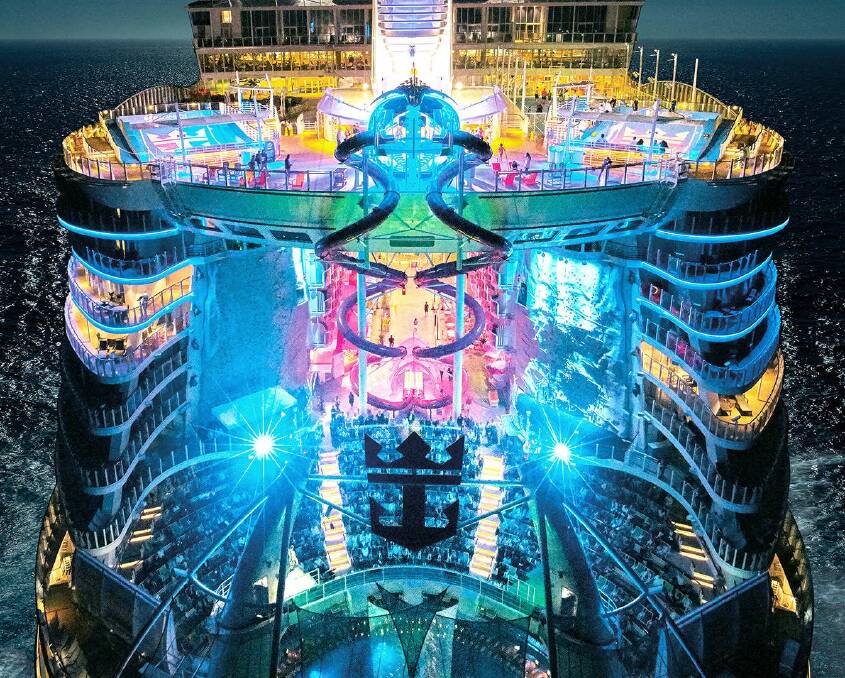 Flashy: An artist’s impression of what the Symphony of the Seas will look like at night, once she is launched in April, 2018. Photo: Royal Caribbean Line
