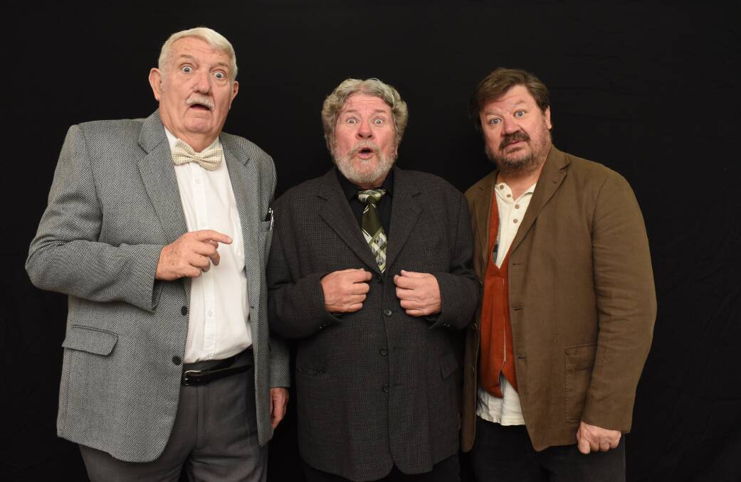 Shenanigans: Frank Pickle (Stan Hillard), Jim Trott (Tony Leddermen) and Owen Newitt (Cameron Marshall) are up to their usual tricks in The Players Theatre production of The Vicar of Dibley II - Born Again. Performances August 11 at 8pm; August 12 at 2pm and 8pm.