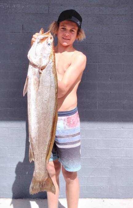 Whopper catch: Hunter Croft recently made the most of the Easter break, scoring this sensational 5.4 kilogram teraglin offshore from Port Macquarie.