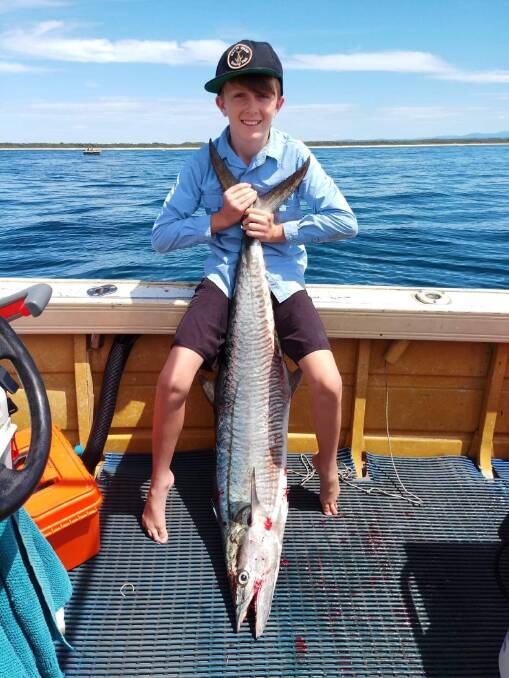 Holy mackerel: Young Olly Henry recently took advantage of a break in the weather to score this terrific Spanish mackerel at Barries Bay.