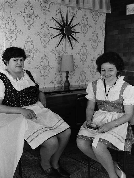 New tastes: Ilke Leslie and Anna Witte are pleased with the new menu at their Bavarian Restaurant, 1969. Photos supplied by Port Macquarie Museum