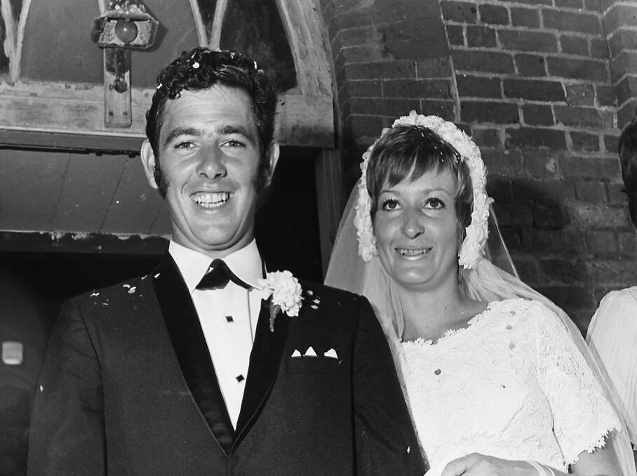 Special day: Newlyweds, Mr and Mrs Neil Buttsworth, outside St Thomas' Anglican Church after their wedding ceremony, 1971.
