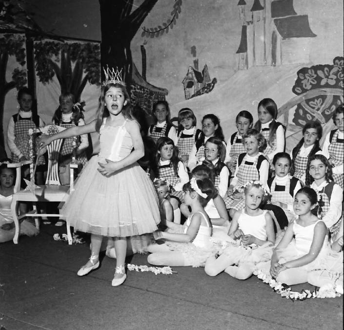 Princess: Alison Evenden performs in the operetta Dame Durdens School during Education Week, 1971.