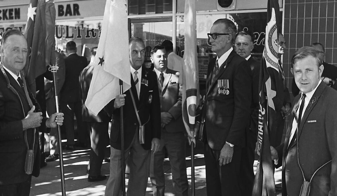 Standard bearers gather before the march. Photos from Port Macquarie Museum archives.