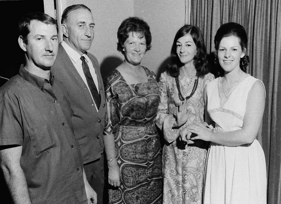 Wonderful night: Gary Wincote, Earl Morcom, Joyce Morcom, Glynnis Wincote and Beth Morcom at her 21st Birthday celebrations, 1969.