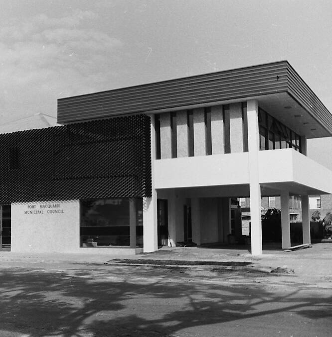 Quickly outgrown: Port Macquarie Municipal Council Chambers, Hay Street, opened October 1968.