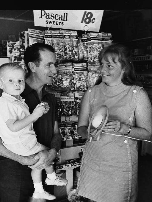 Enterprising: John Jones with Diane Wilson and her son in Jones’ Foodland Store on Owen Street, 1968.