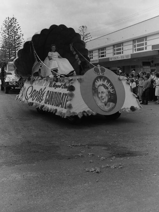 Regal float: Margaret Stanley on the Sports Candidate float, 1963.