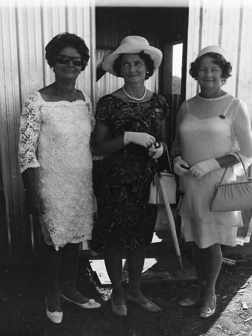 Success: Mrs Lloyd Doak, Mrs Stan Ryder and Mrs Athol Platt at the  the race carnival's opening day. They had worked on the racecourse improvements in 1968.