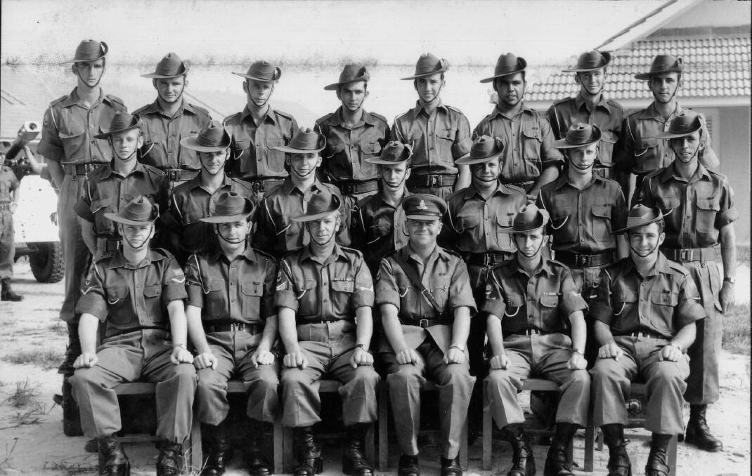 LEST WE FORGET THEM, EITHER: Lance-Bombardier Barrington Algar, front row, first on left, with his unit.