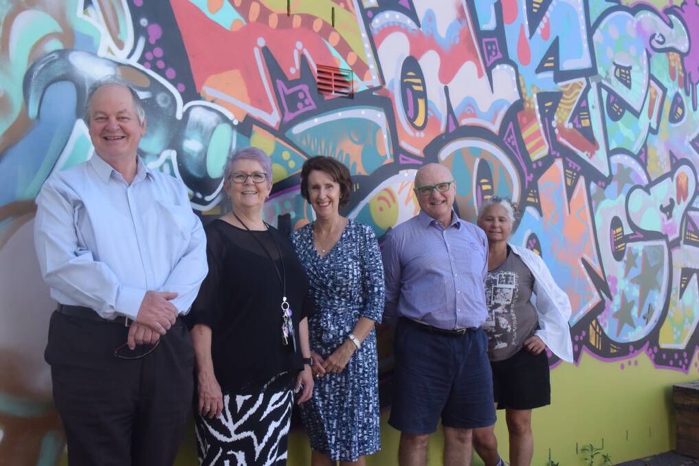 GREAT DAY: Dennis Owen, Sue English, Port Macquarie MP Leslie Williams, Robbie Lloyd and Deb Tougher are excited about the college's expansion. PHOTO: Laura Telford.