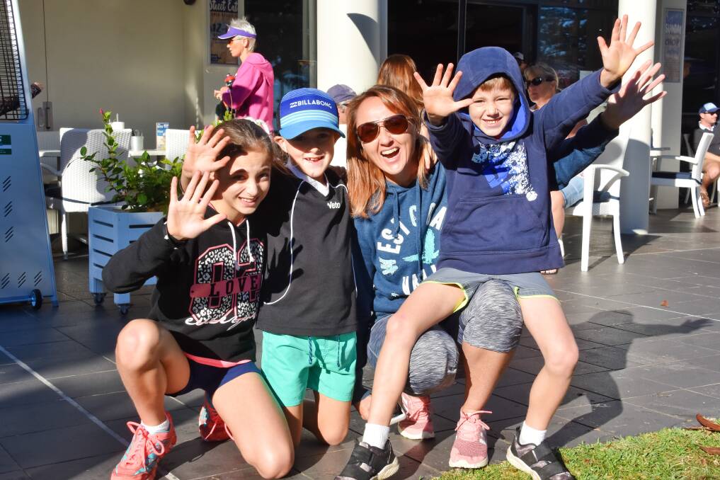 IRONKIDS: Tahlia, Reuban, Shannon and Harper Smith enjoying the atmosphere at the 2017 Ironkids in Port Macquarie.