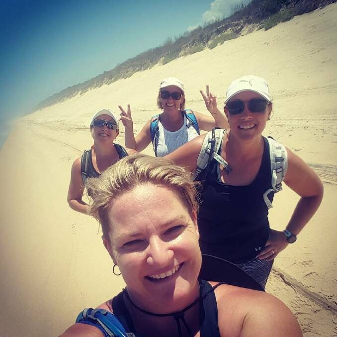 FAB FOUR: Nicole Wighton, Kylie Jones, Deb Nelson, and Jody Hopkins on a training session before the big day.