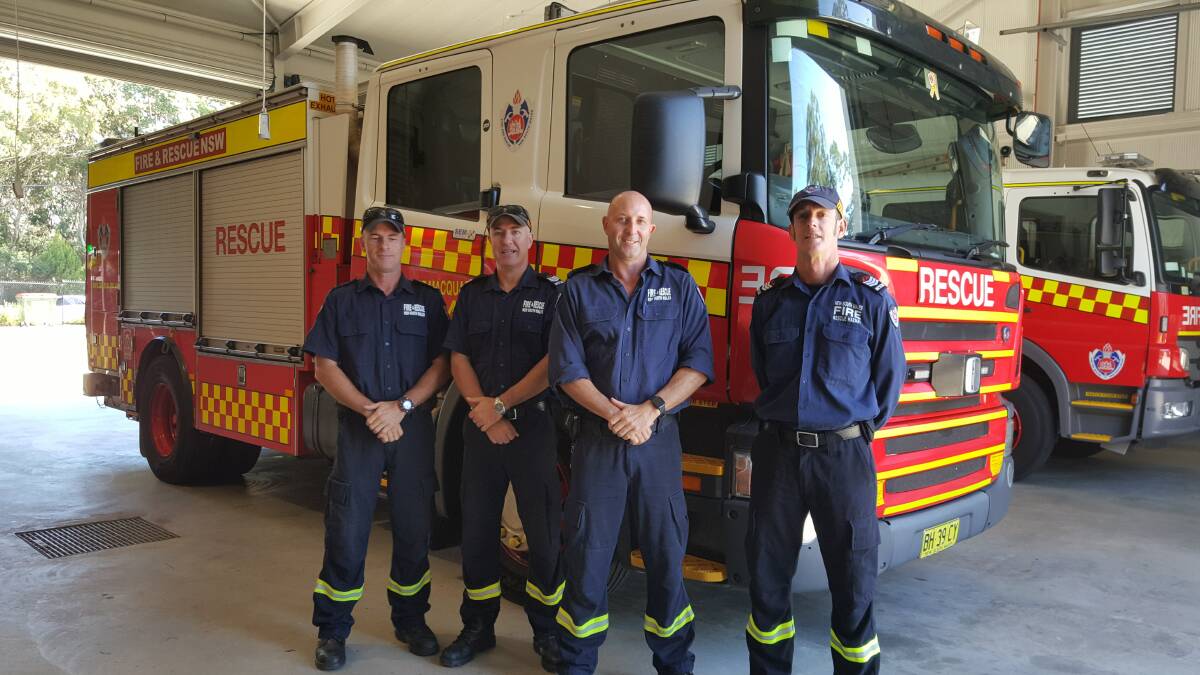 READY: Firefighters Mic Furlong, Jim O'Brien, Derek Alford and Craig Stevenson are ready for the public to come and see the station on Saturday. Photo: Laura Telford.