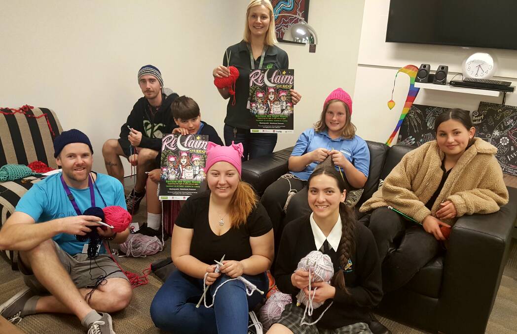 KNIT: Knitters at headspace are creating beanies for Reclaim the Night. 