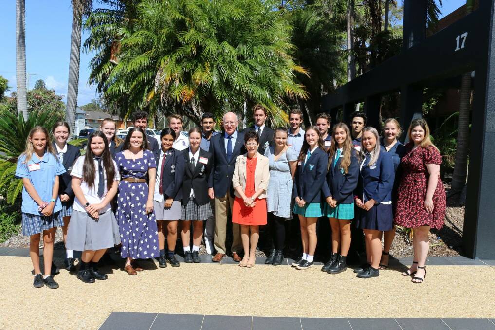 VOICE: His Excellency General The Honourable David Hurley AC DSC (Ret'd), Governor of NSW with a group of young people from the Hastings during his visit in February. PHOTO: Port Macquarie-Hastings Council.