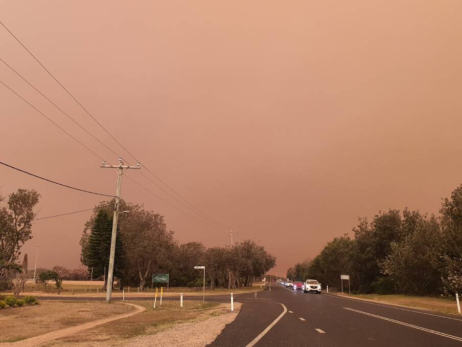 ALL RED: Residents across the Hastings are being advised to stay indoors and away from smoke particles as fires across the Mid North Coast continue to burn. PHOTO: Laura Telford.