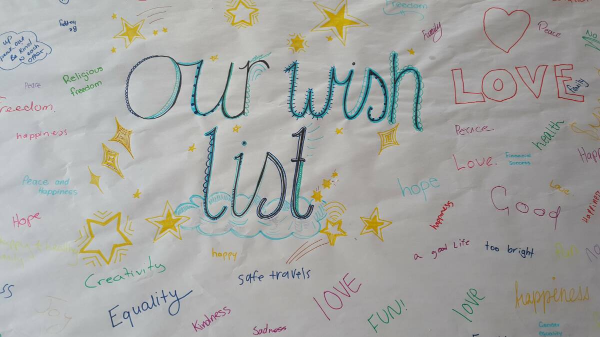 WISH LIST: Students wrote what they wish the future holds for them. Photo: Laura Telford.
