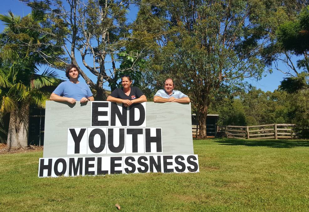 END HOMELESSNESS: Youth workers with YP Space Mid North Coast Ty Mostyn, Katie Henson and Steve Martin will be marching on April 18. Photo: Laura Telford.