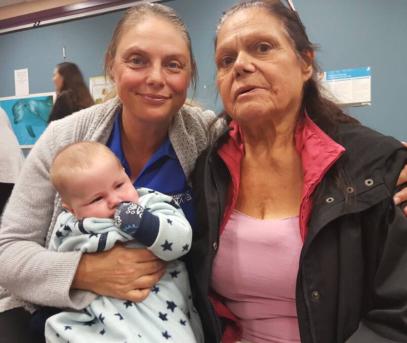 STARTING YOUNG: Anne and Roslyn Lowe with baby Coen come to the language class to connect with their culture. Photo: Laura Telford.