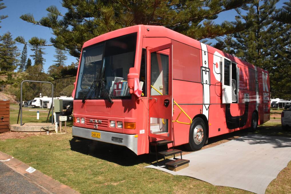 CAN'T MISS IT: The Big Red Kidney Bus is in Port Macquarie allowing those who receive dialysis treatment to enjoy a break. PHOTO: Laura Telford.
