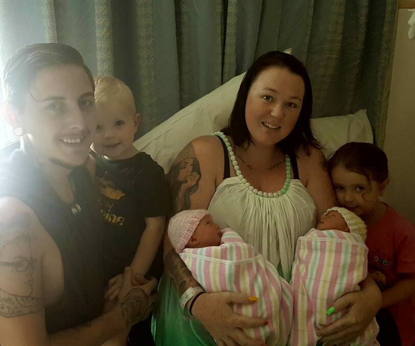 FAMILY: Dad Christopher, Cohen, Mum Storm with babies Layla and Harlow and Amelia. 