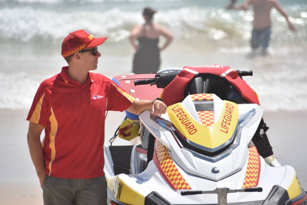 BE SAFE: Head lifeguard James Turnham at Town Beach which is one of six patrolled beaches this summer. 