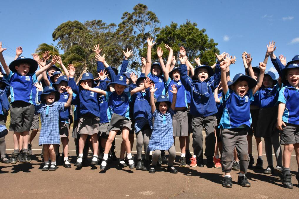 EXCITING TIMES AHEAD: Students in Kindergarten and year three were jumping for joy on September 9 at the thought of a COLA. PHOTO: Laura Telford.