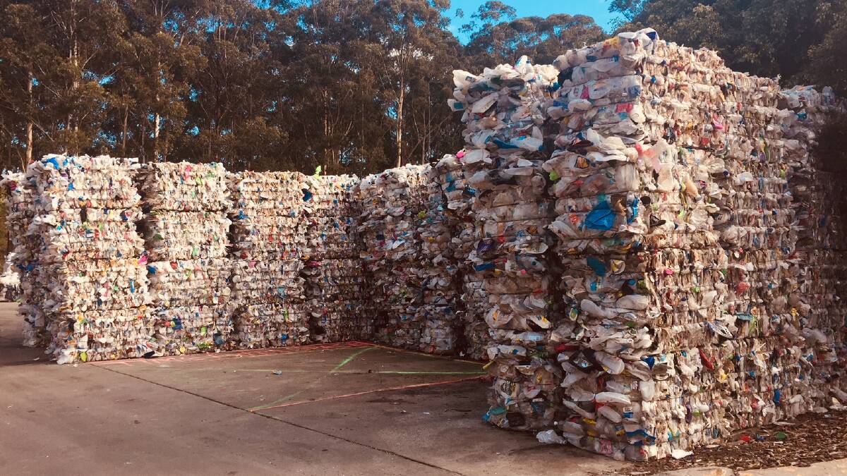 RECYCLE: Bales of plastic after it has been sorted at Cairncross Waste Management Facility. Photo: Laura Telford.
