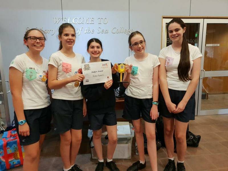 SUPERSTARS: Shaynae Murray, Kelsie Coad, Vianne Bachelor, Jorga Schofield and Natalie Barratt at the national competition. PHOTO: Hastings Secondary College.

