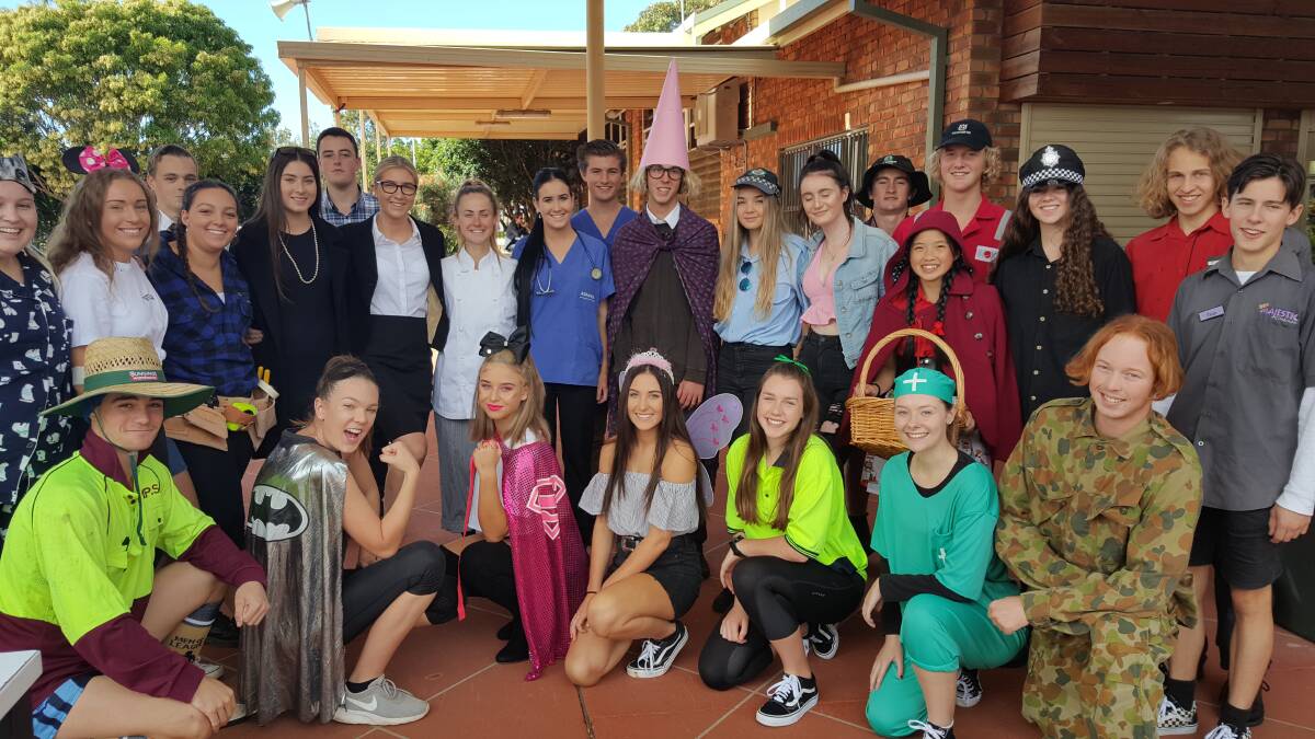 STRONG LEADERS: MacKillop students dress as their future selves to raise funds for domestic violence prevention. Photo: Laura Telford.