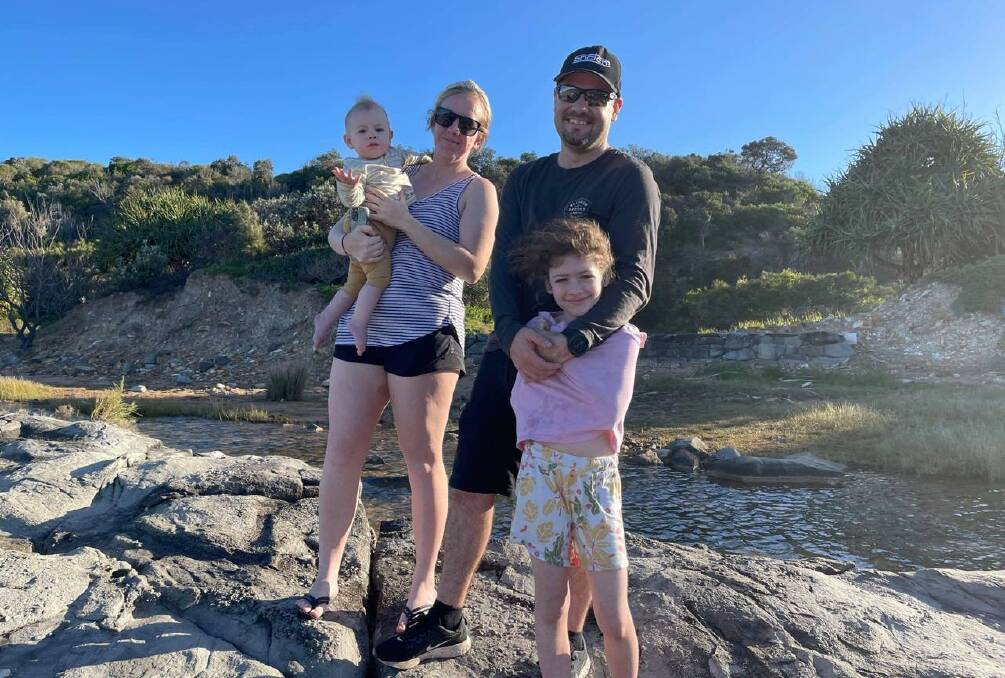 Priced out: Brittany and Aidan Daly with their children Mathew and Isabella are moving away from Port Macquarie amid soaring regional rental prices. Picture: Brittany Daly. 