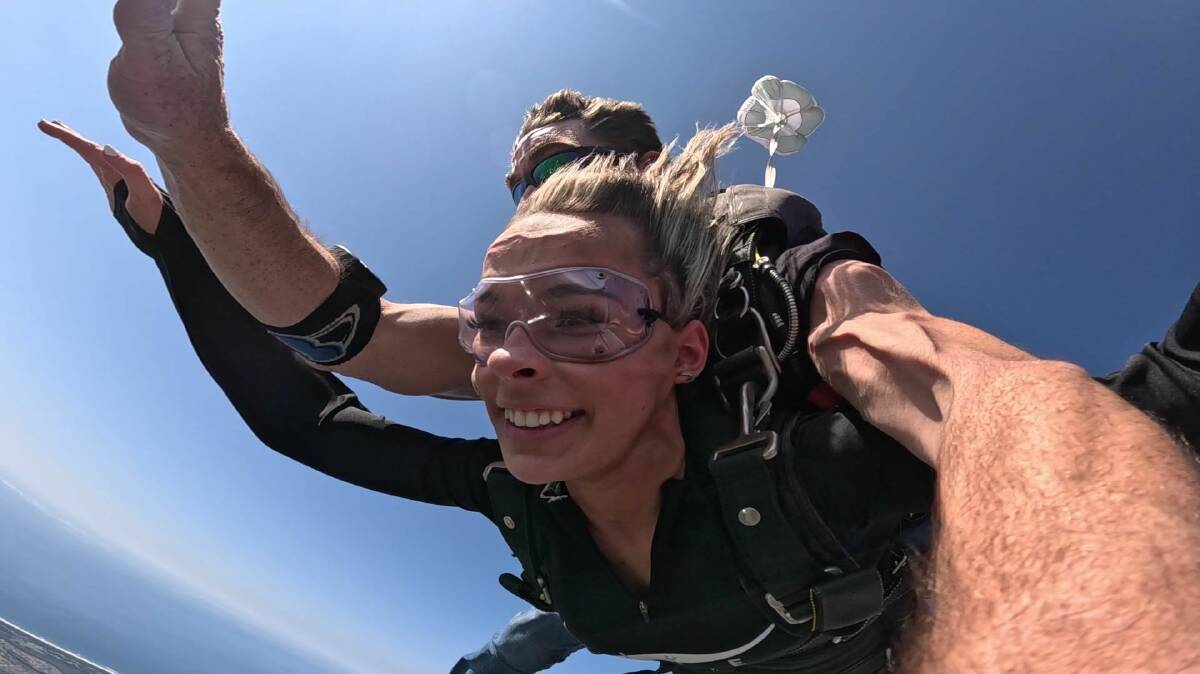 Bob's granddaughter Ashlee also made the leap out of the plane. Picture supplied by Skydive Port Macquarie